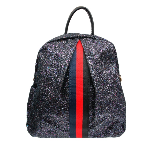 Justconchetta Handbags - Black Glitter Backpack Justconchetta Handbags - Black Glitter Backpack
